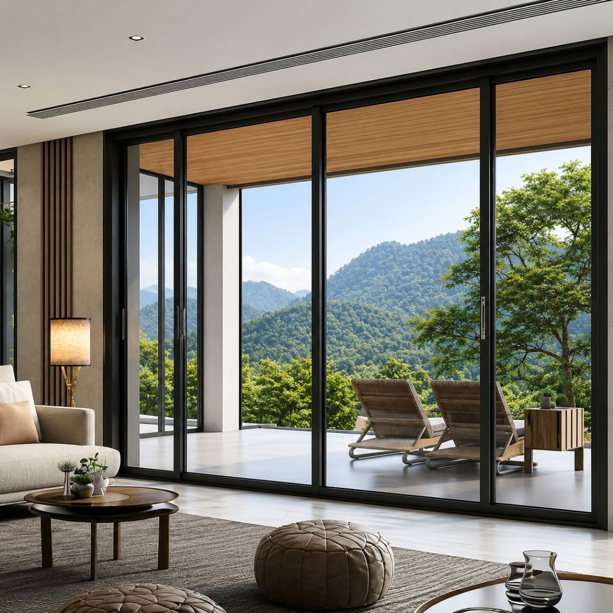Cửa đi mở trượt nhôm Xingfa giúp tối ưu diện tích sử dụng, đón sáng tự nhiên hiệu quả, cách âm cách nhiệt tốt và phù hợp với biệt thự, nhà phố, resort cao cấp.